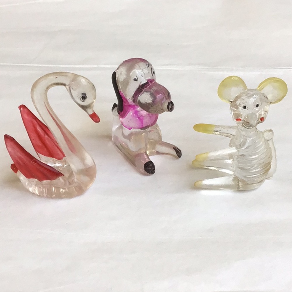 Set of 3 Vintage Plastic Miniature Animal Figurines